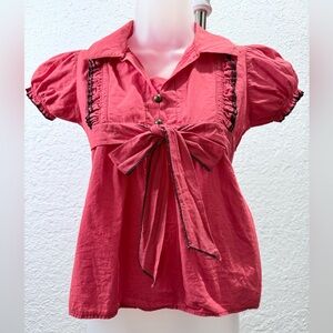 Women's Red Bow Tie Top